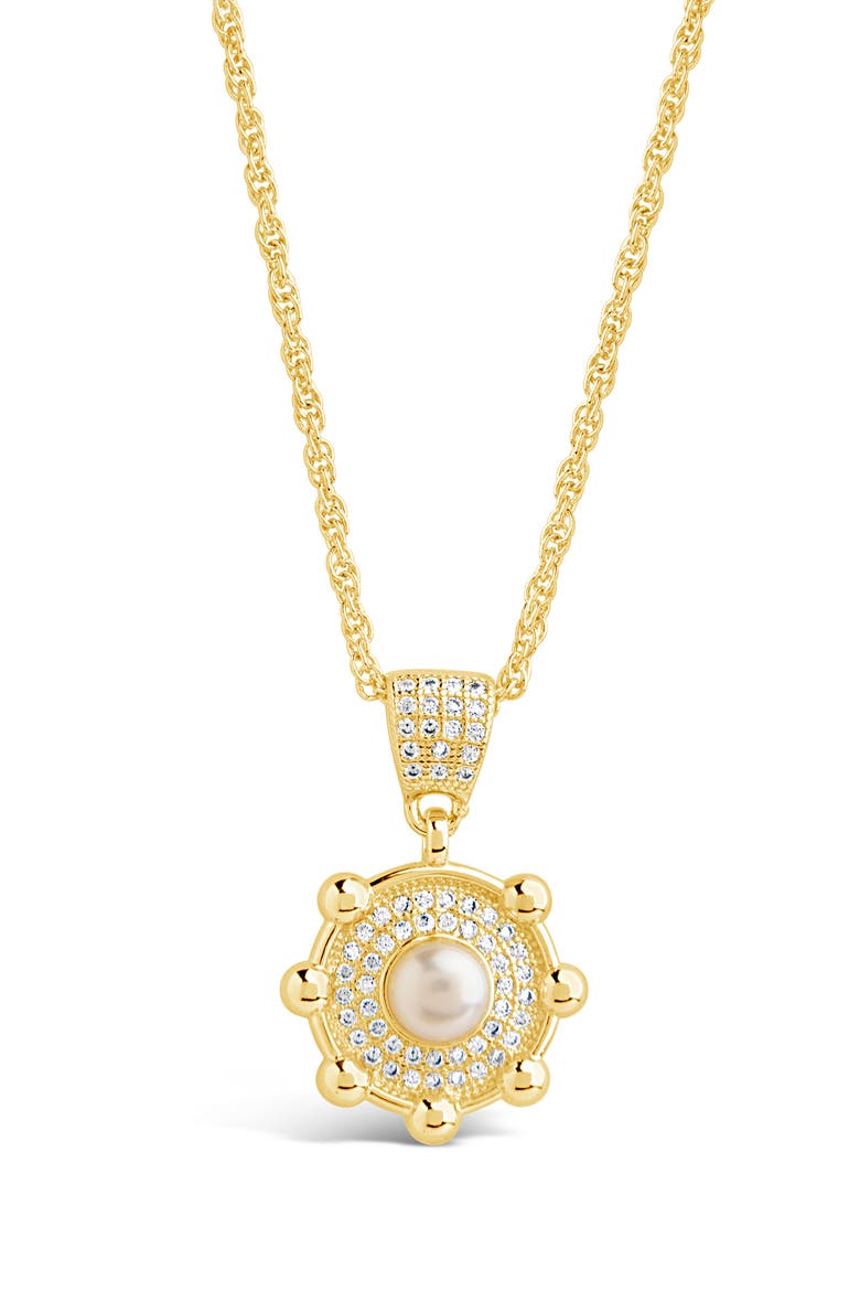 Etta Cubic Zirconia & Faux Pearl Pendant Necklace, Main, color, GOLD