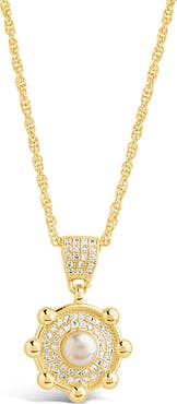 Sterling Forever Etta Cubic Zirconia & Faux Pearl Pendant Necklace