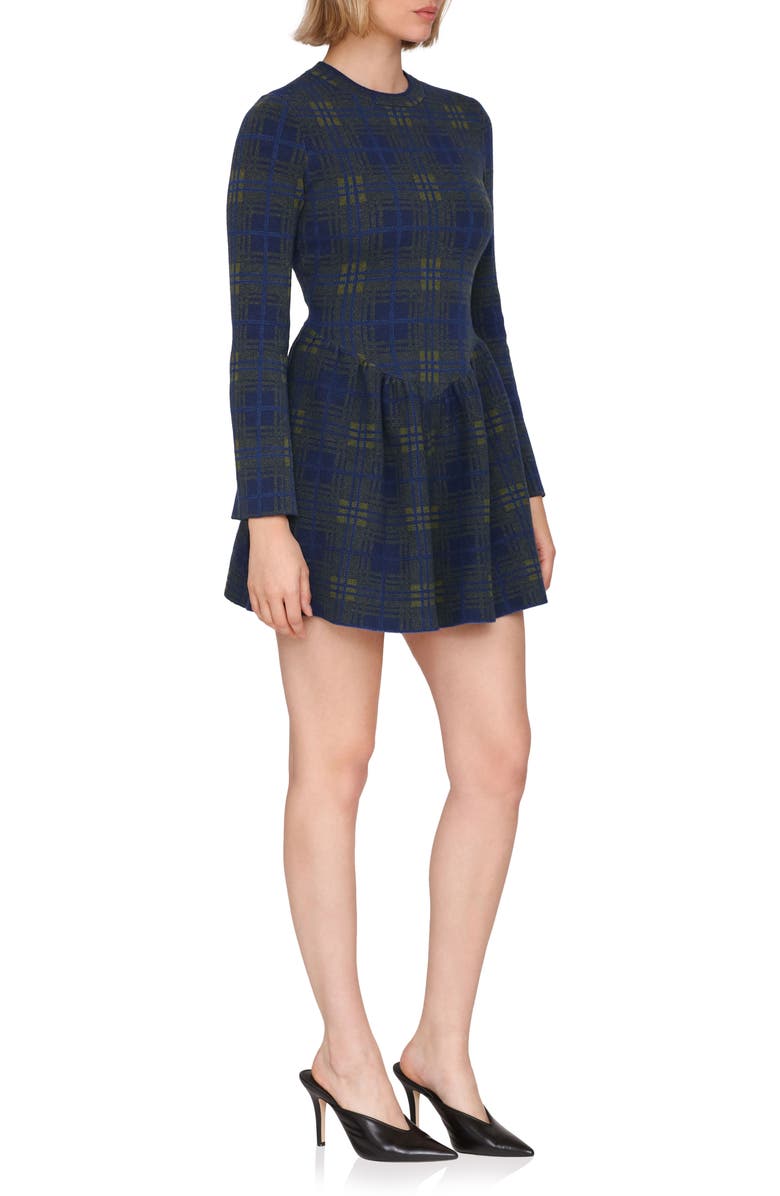 Avec Les Filles Basque Waist Long Sleeve Skater Sweater Dress, Alternate, color, Cadet