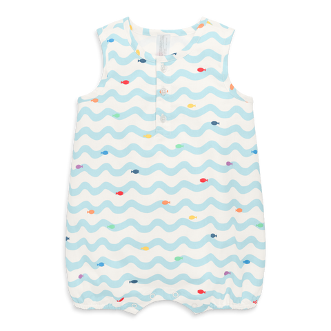 Baby Henley Tank Shortie In Rainbow Fish