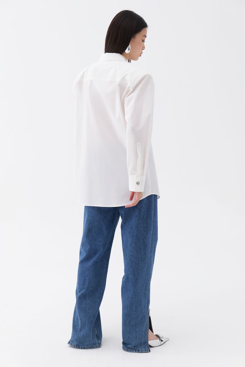 Long Sleeve Button- Up Shirt, Alternate, color, Ivory