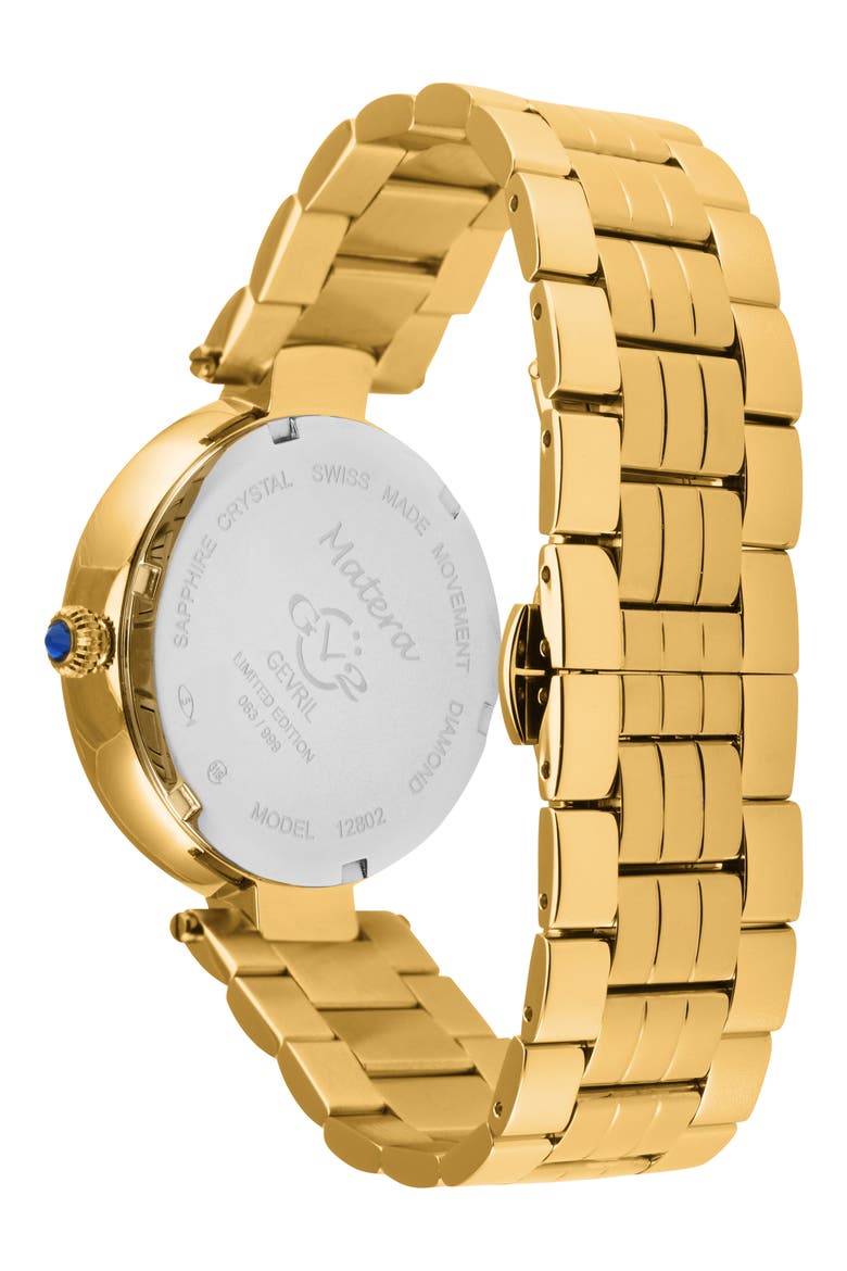 Matera Swiss Quartz Blue Mother of Pearl Dial Diamond Bracelet Watch, 35mm - 0.04ct., Alternate, color, GOLD