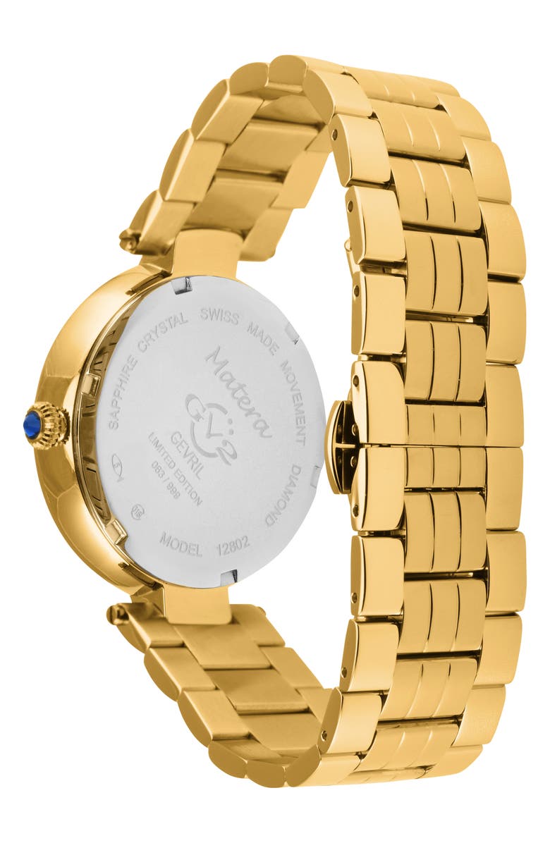 GV2 Matera Swiss Quartz Blue Mother of Pearl Dial Diamond Bracelet Watch, 35mm - 0.04ct., Alternate, color, Gold