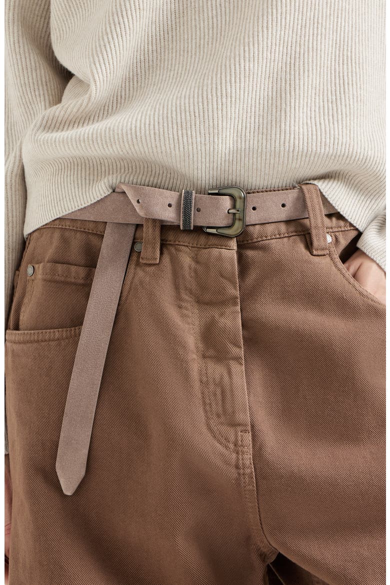 Suede belt with shiny loop, Alternate, color, Light Brown