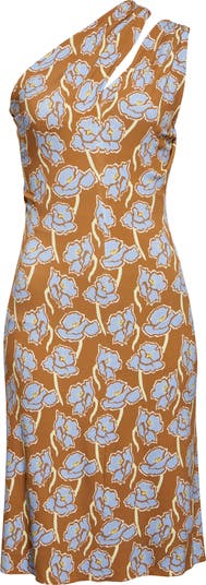 ワンピース VERSACE Printed Stretch Crepe One-Shoulder Dress Versace Floral Print One-Shoulder Backless Crepe Cocktail