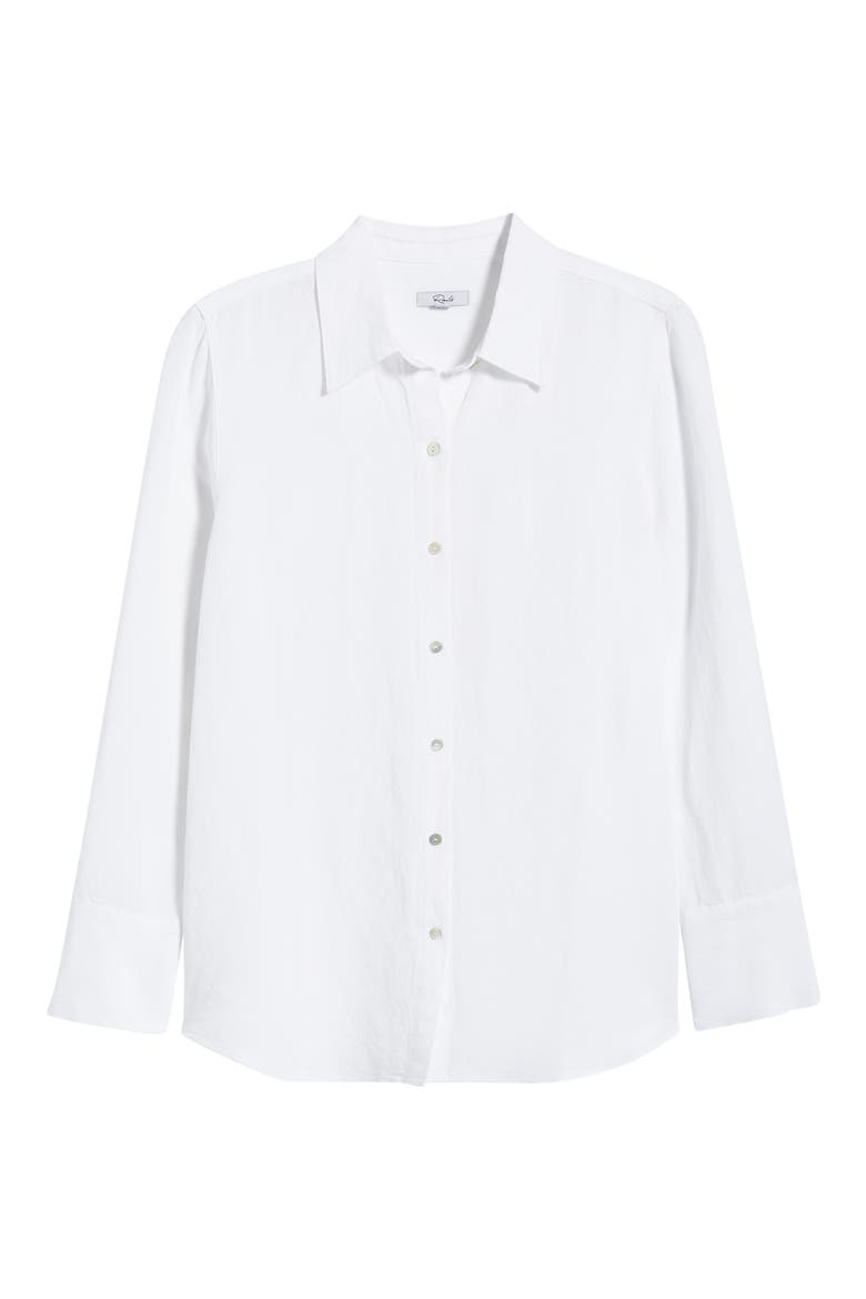 Knox Linen Blend Button-Up Shirt, Alternate, color, WHITE