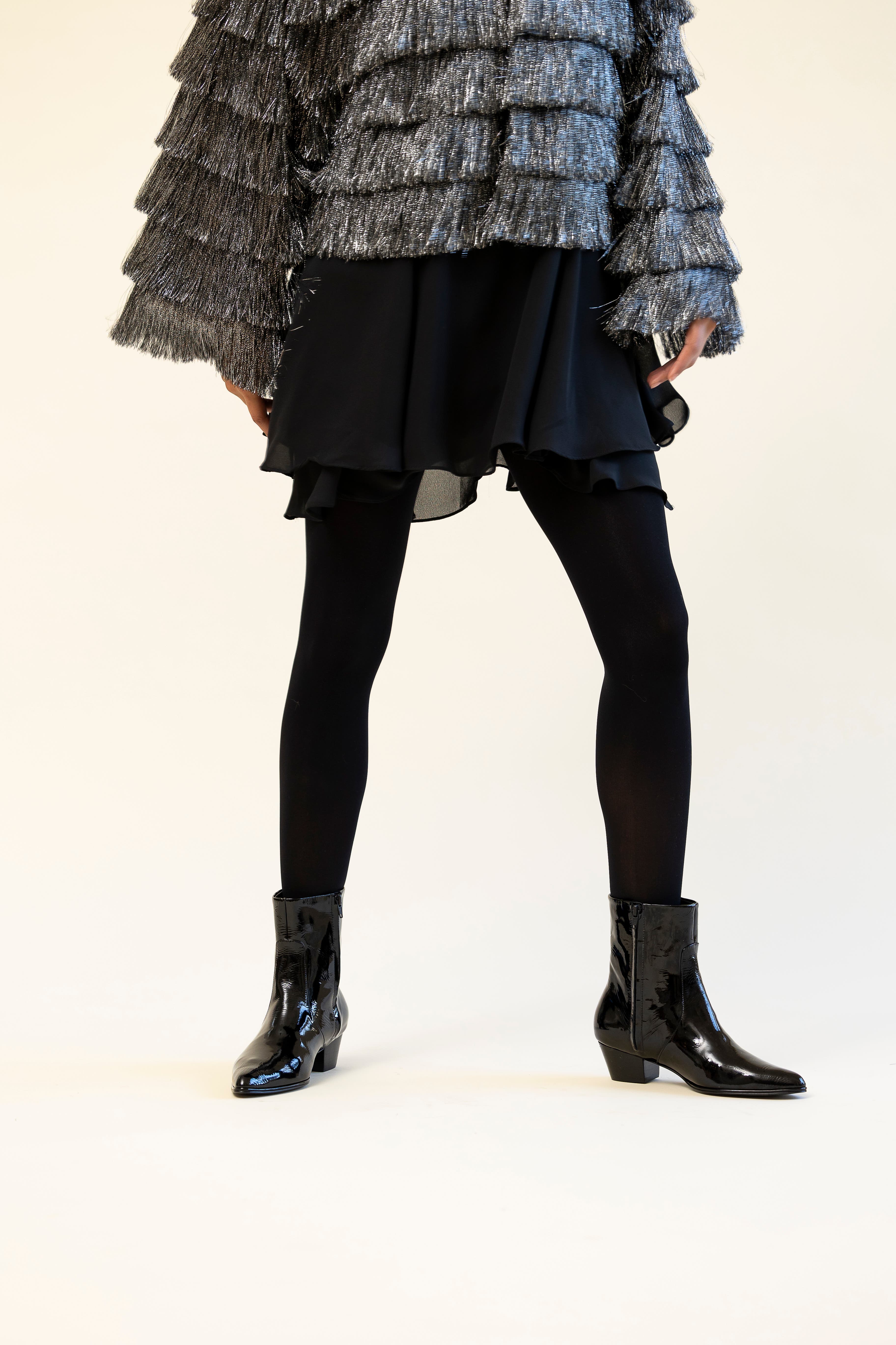 Huma Blanco Mae Western Boot, Alternate, color, Coal Crinkle Patent