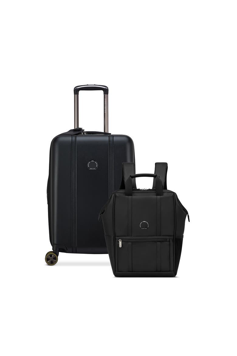 Cadence 2 Piece Set 14" Laptop Backpack & 20" Carry On Spinner Luggage, Main, color, Deep Black