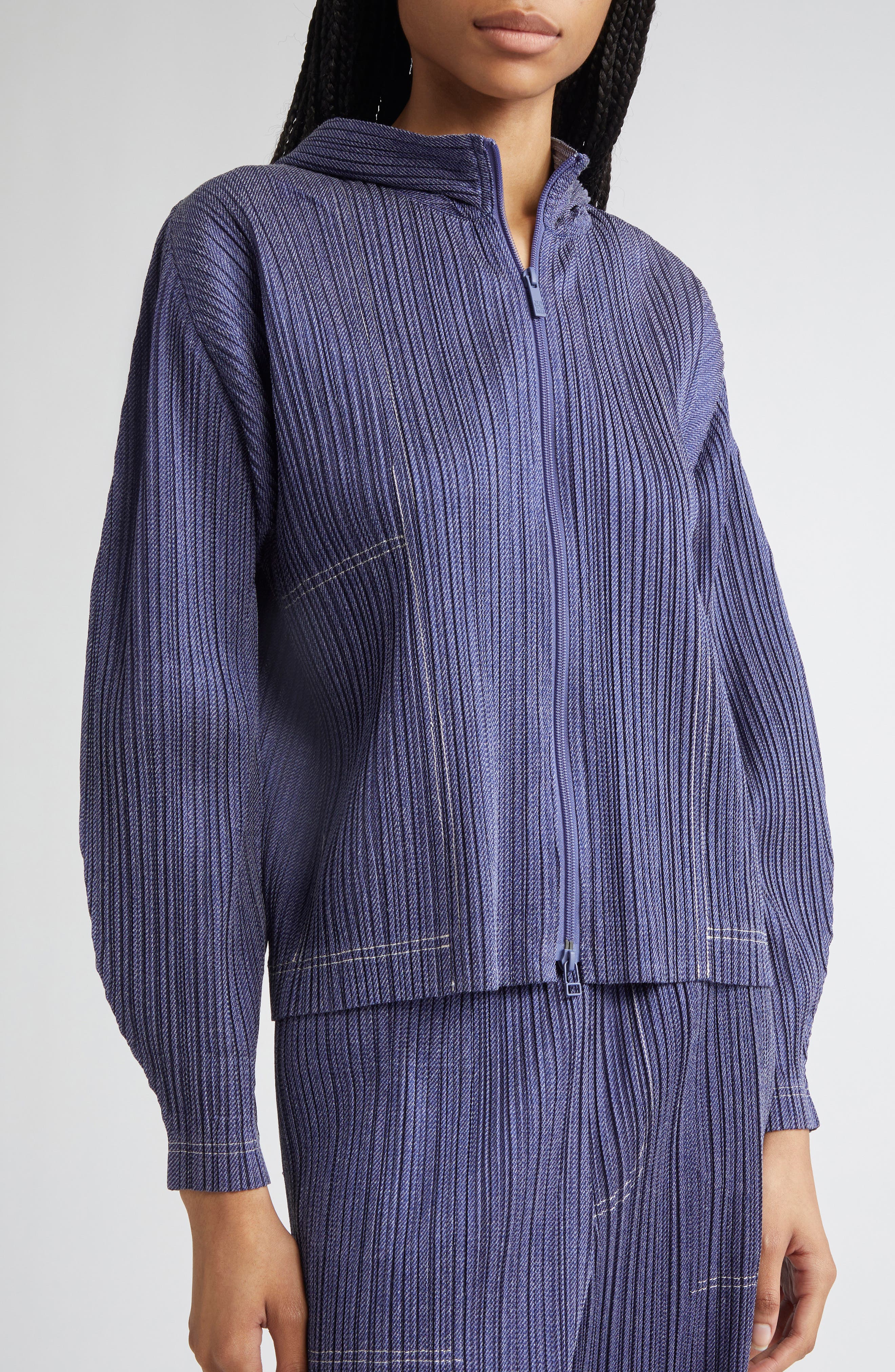 Trompe l'Oeil Pleated Full Zip Jacket (Women) | Nordstrom