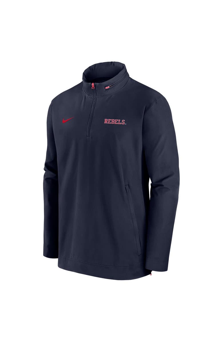 Nike Men's Nike Navy Ole Miss Rebels 2024 Sideline Coach Quarter-Zip Hoodie Jacket, Alternate, color, 
