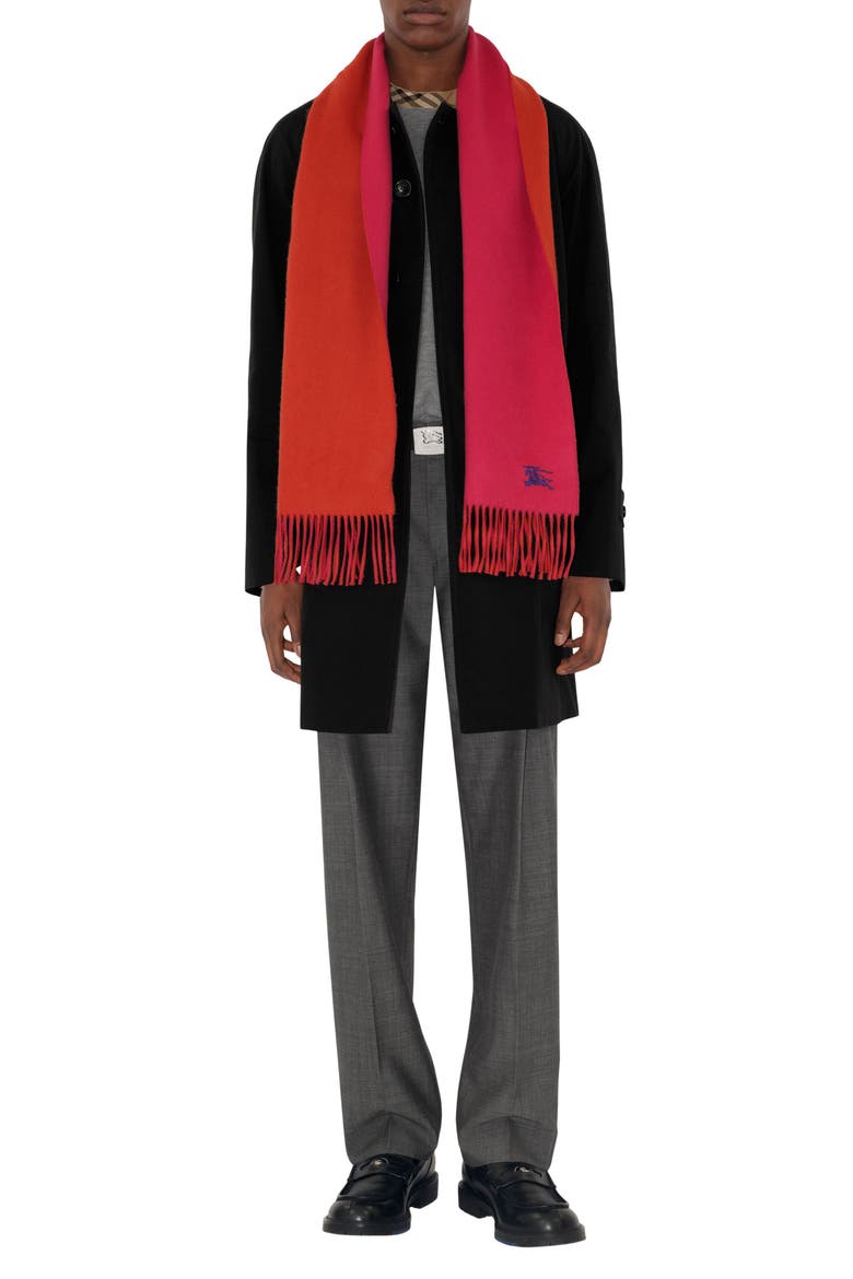 Reversible EKD Embroidered Cashmere Scarf, Alternate, color, TART/ ROUX