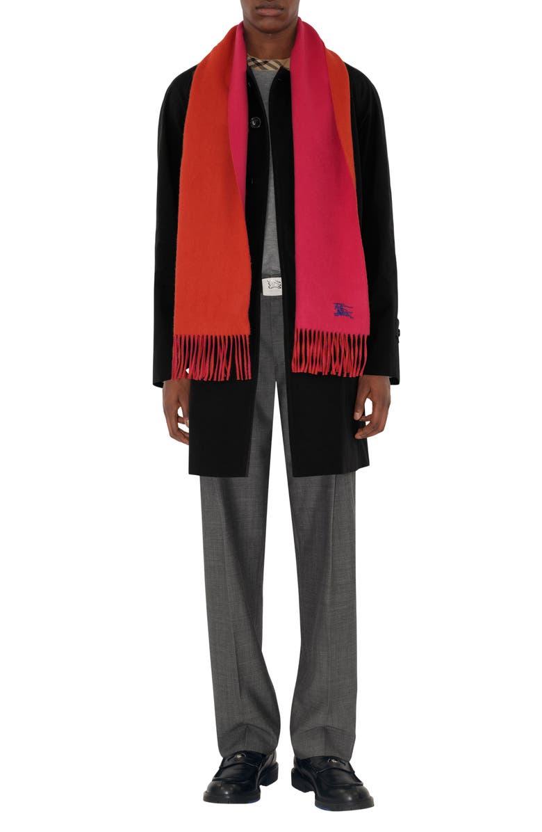 Burberry Reversible EKD Embroidered Cashmere Scarf, Alternate, color, Tart/ Roux