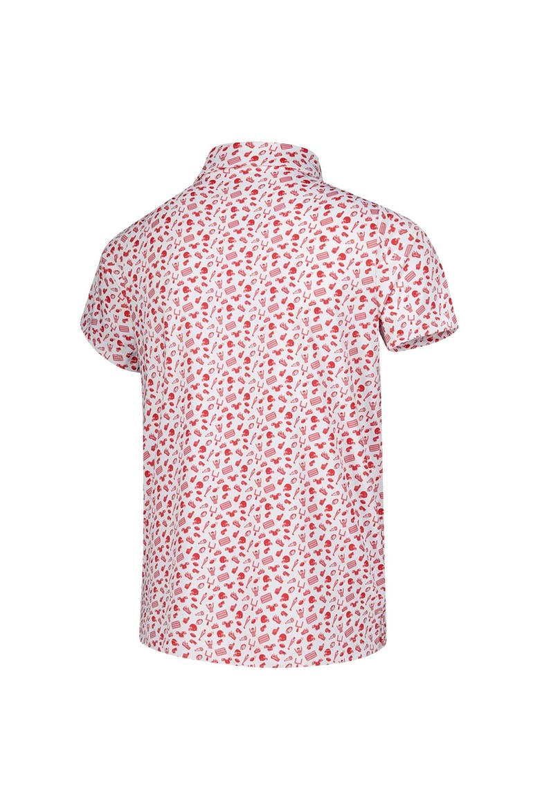 Youth Garb White/Scarlet Ohio State Buckeyes Tom Allover Print Performance Polo, Alternate, color, White