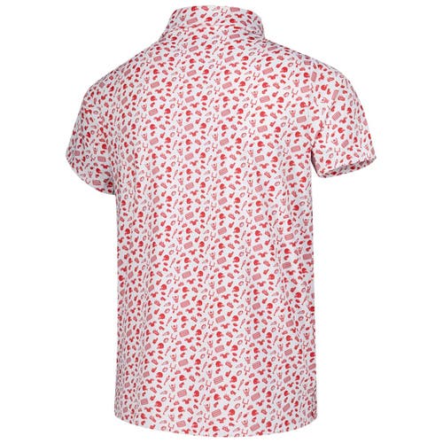 Garb Youth White/scarlet Ohio State Buckeyes Tom Allover Print Performance Polo In Pink
