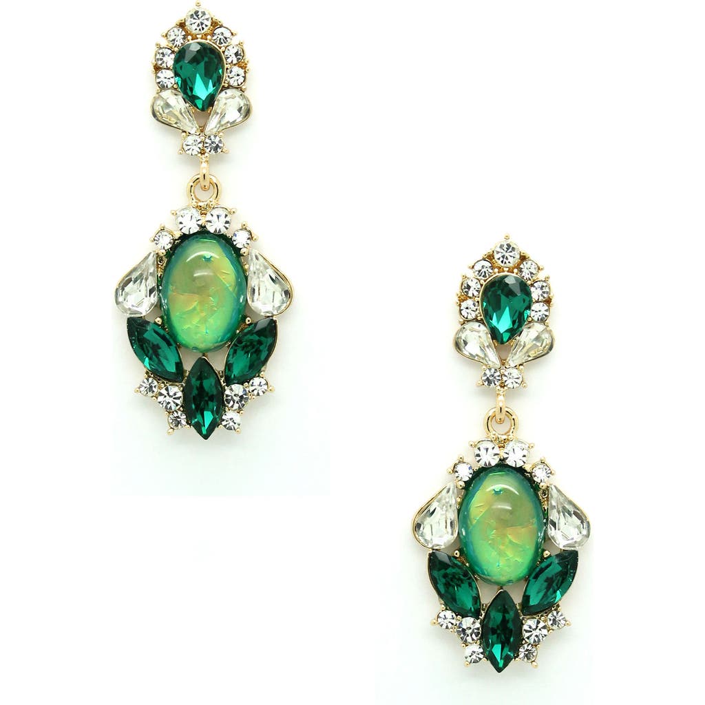 Eye Candy Los Angeles Crystal Drop Earrings In Green
