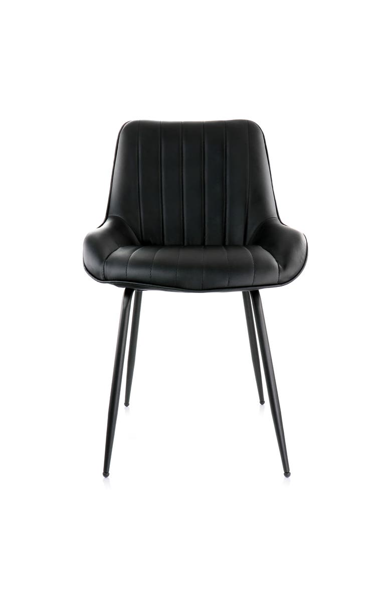 Elama 2 Piece Faux Leather Tufted Chair with Metal Legs, Alternate, color, Black