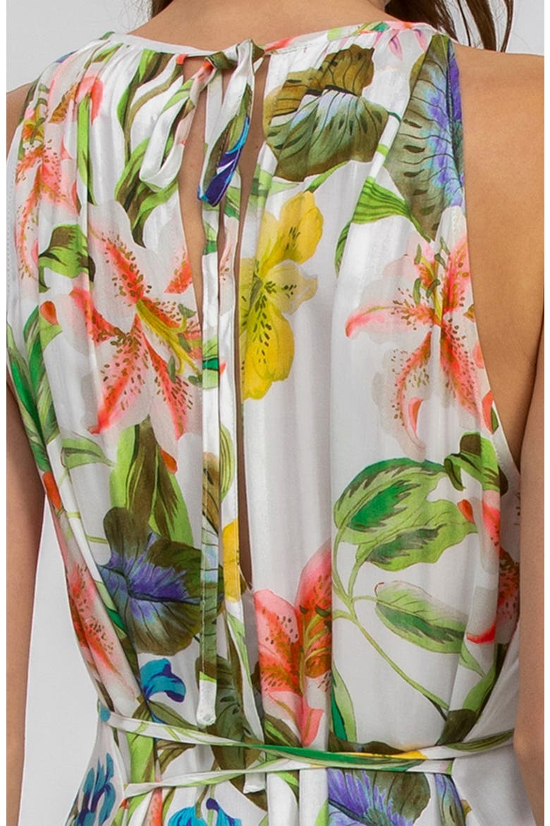 Floral Print Halter Neck Sleeveless Maxi Maternity Dress, Alternate, color, NATURAL