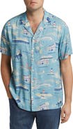 Faherty Kona Print Short Sleeve Terry Button-Up Shirt
