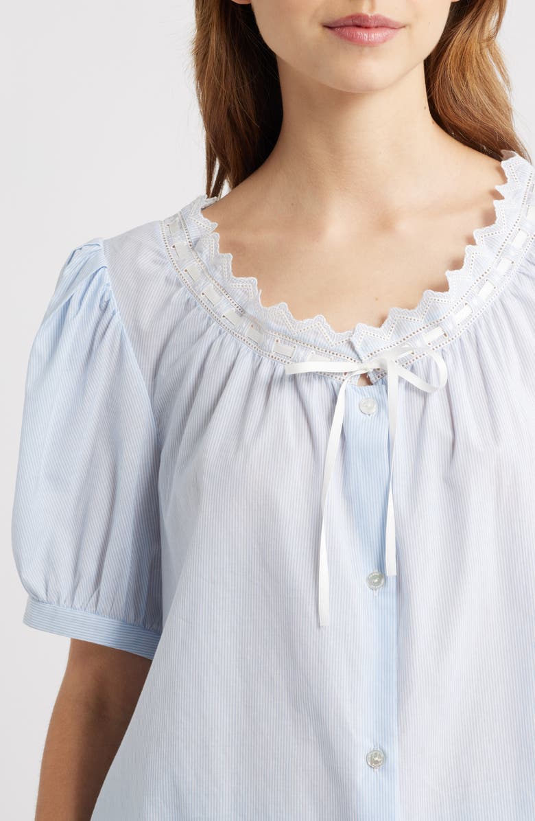 FRAME The Serene Eyelet Trim Cotton Top, Alternate, color, Powder Blue Multi