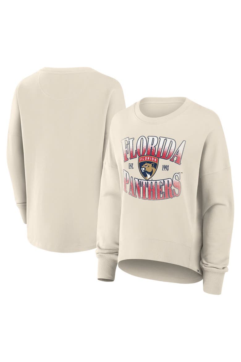 Women's Fanatics Cream Florida Panthers Oversized Slice Pullover Sweatshirt, Main, color, Cream
