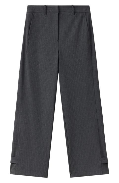 Adjustable Hem Pinstripe Pants
