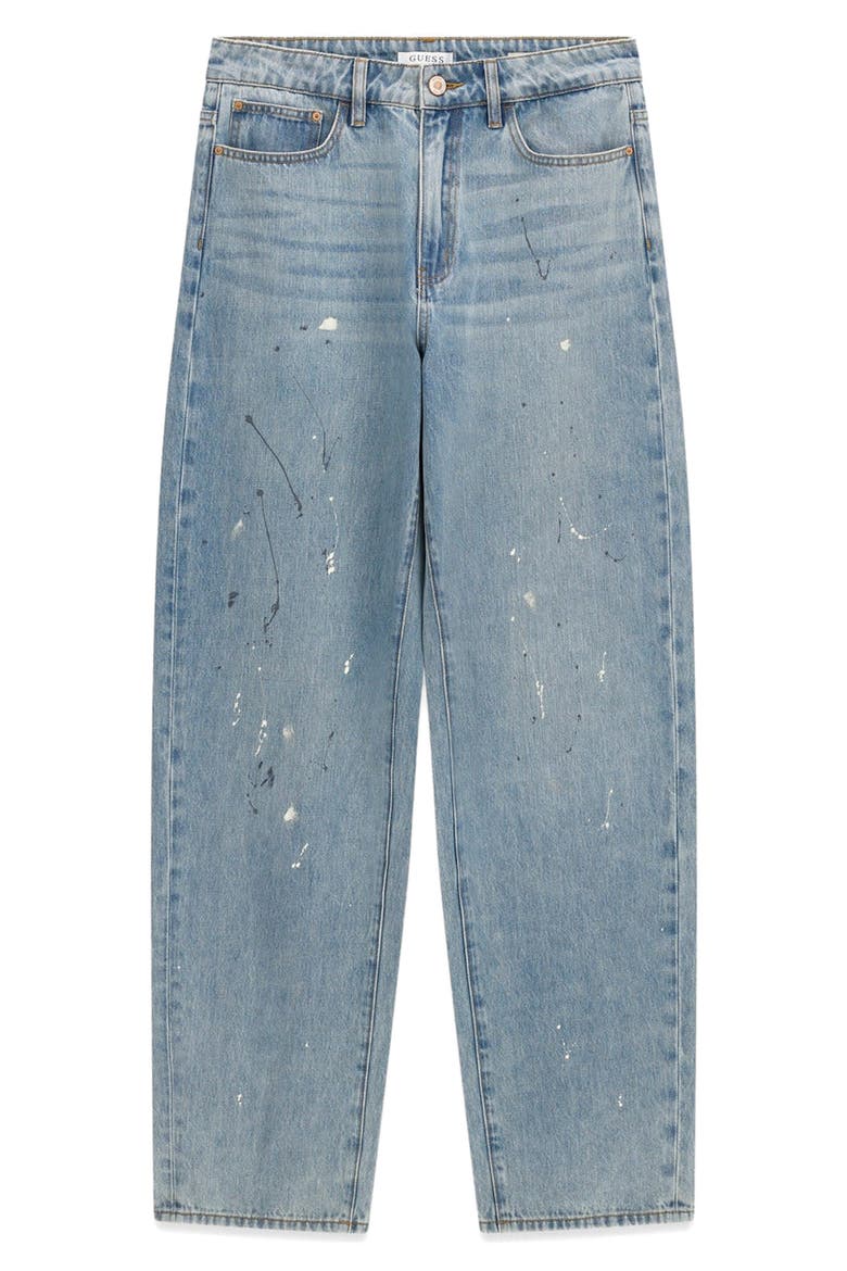 Paint Splatter Relaxed Barrel Leg Jeans, Alternate, color, DENIM