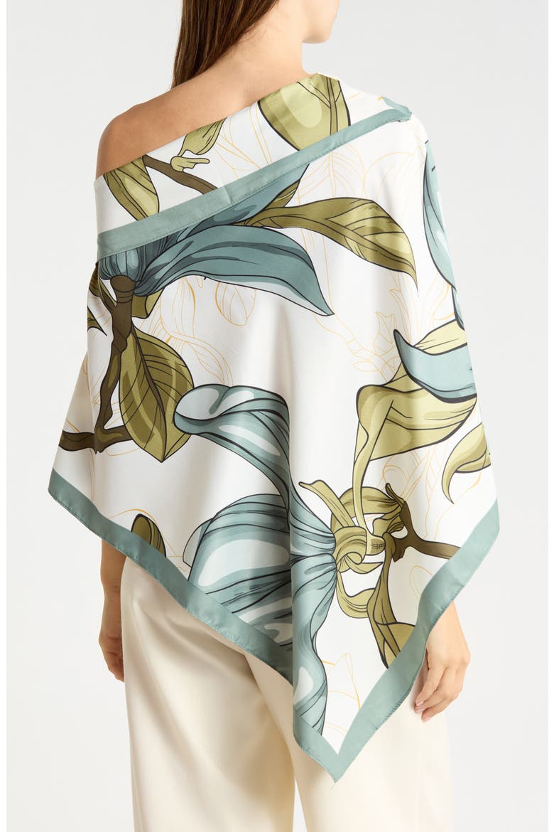 Abstract Print Satin Poncho, Alternate, color, GREEN