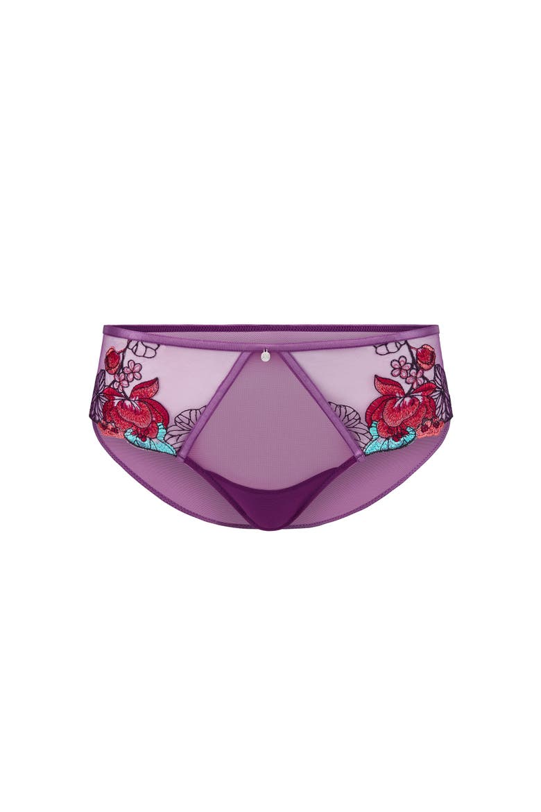 Emilie Hipster Panties, Alternate, color, Floral purple
