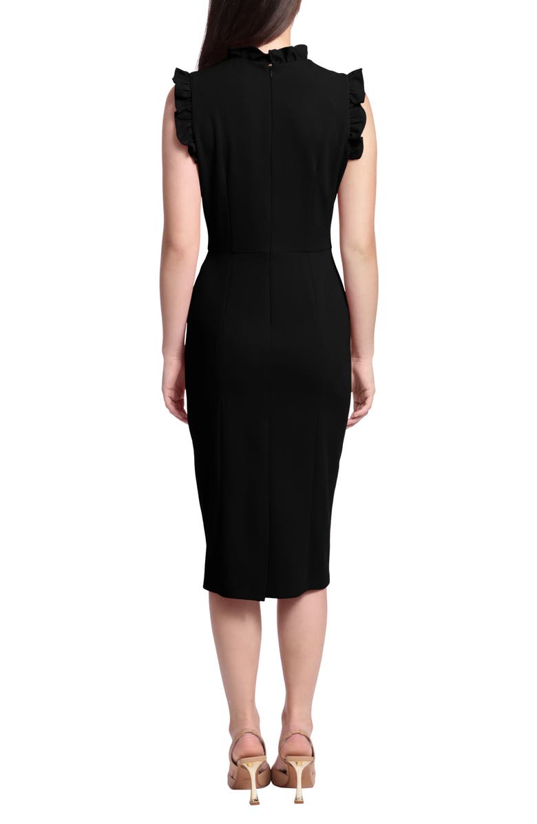 Maggy London Ruffle Mock Neck Sheath Dress, Alternate, color, Black