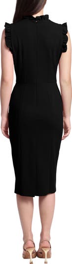 Ruffle Mock Neck Sheath Dress