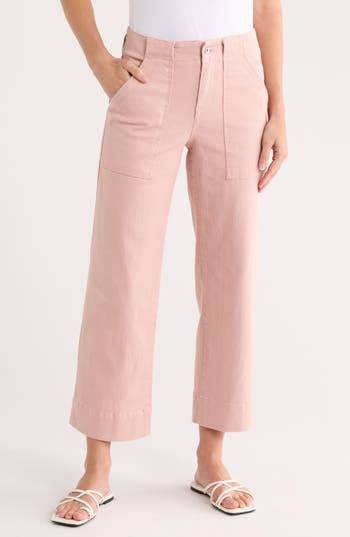 Sanctuary Ali Ankle Crop Wide Leg Jeans In Pink