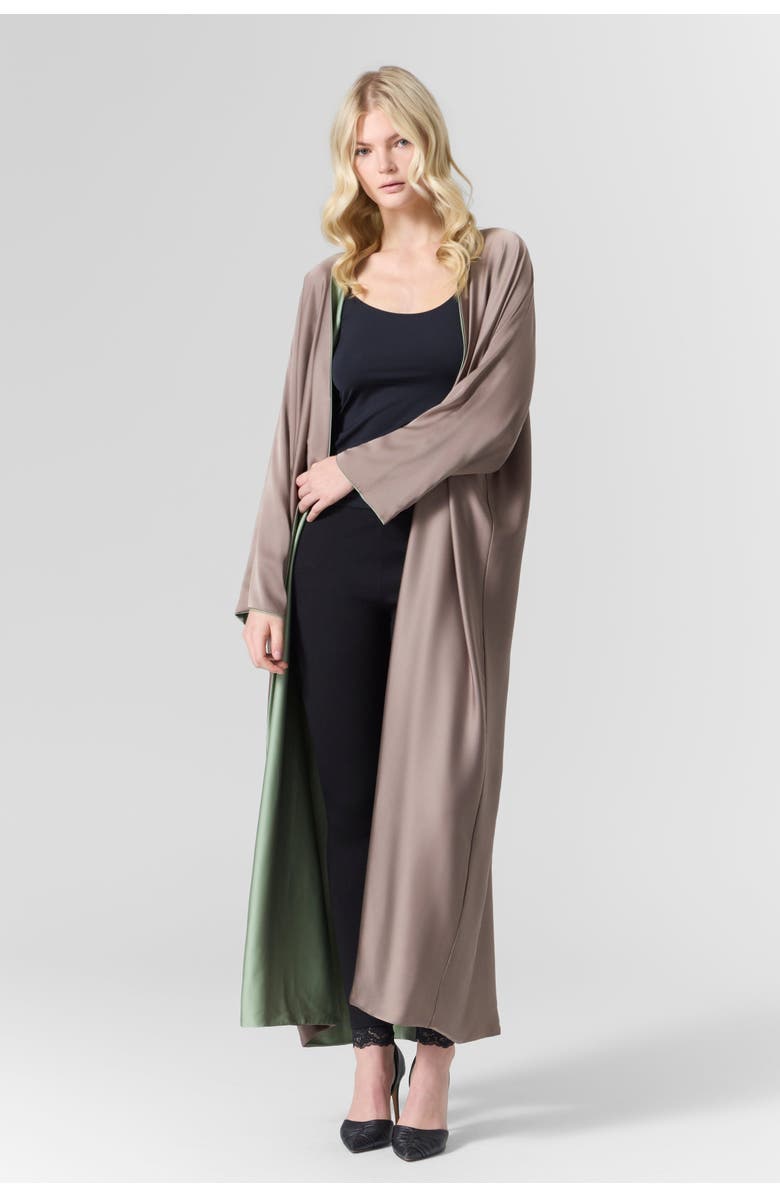 Le Fafo Luna Reversible Silk Cardigan/Cover-Up, Alternate, color, Green / Brown
