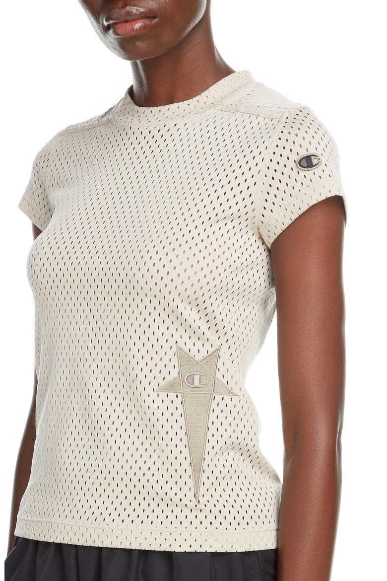 x Champion Pentagram Embroidered Mesh T-Shirt, Alternate, color, PEARL 08