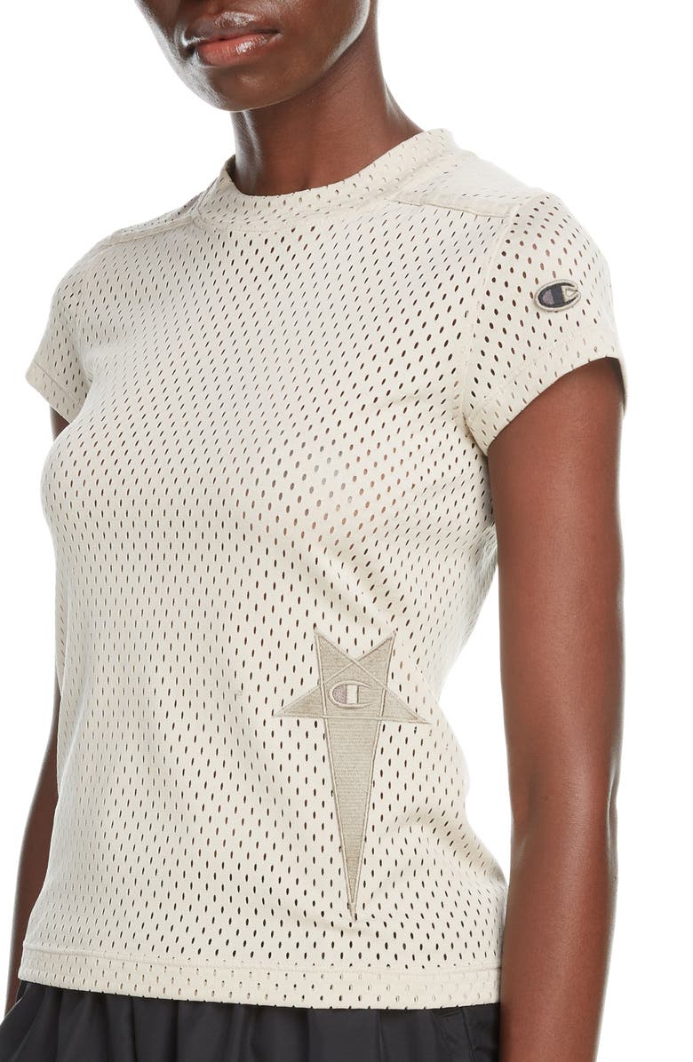 Rick Owens x Champion Pentagram Embroidered Mesh T-Shirt, Alternate, color, 