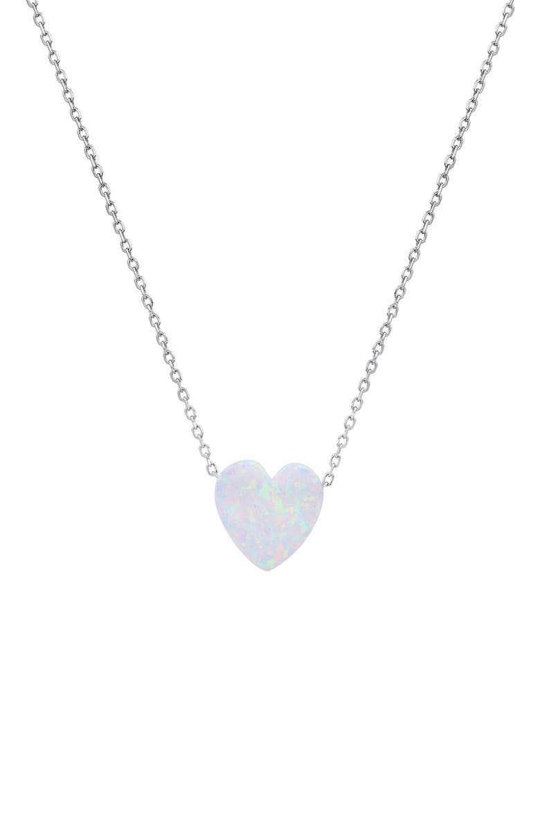 Queen Jewels Sterling Silver Opal Heart Necklace, Main, color, Opal/Silver