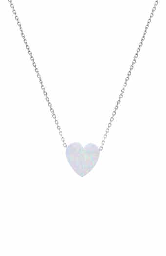 Queen Jewels Sterling Silver Opal Heart Necklace