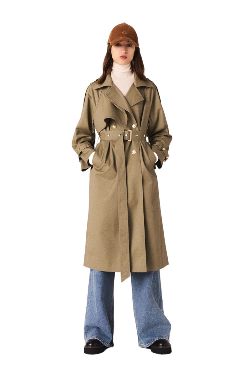 maje Studded trench coat, Alternate, color, 