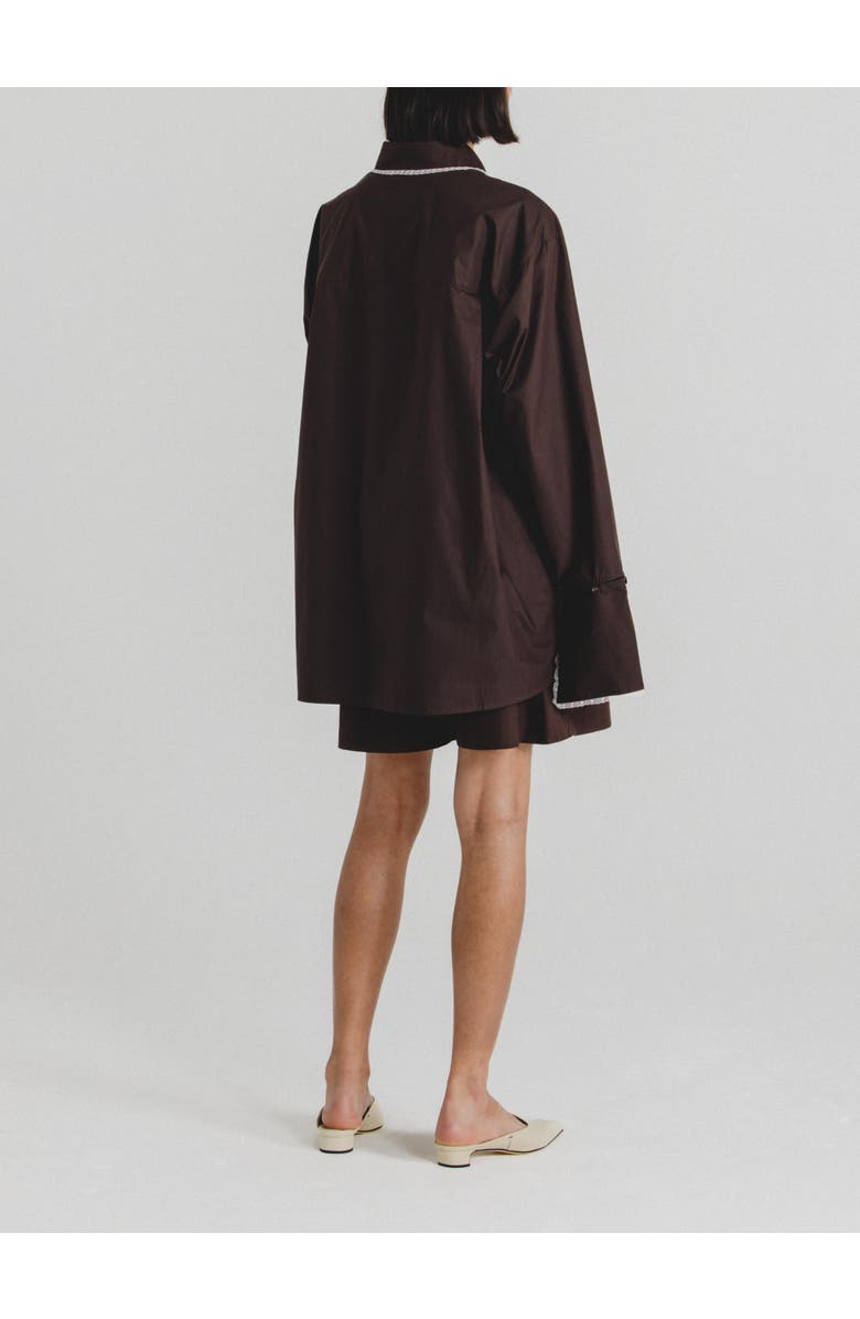 Alas Oversized Poplin Shirt, Alternate, color, Chocolate Brown