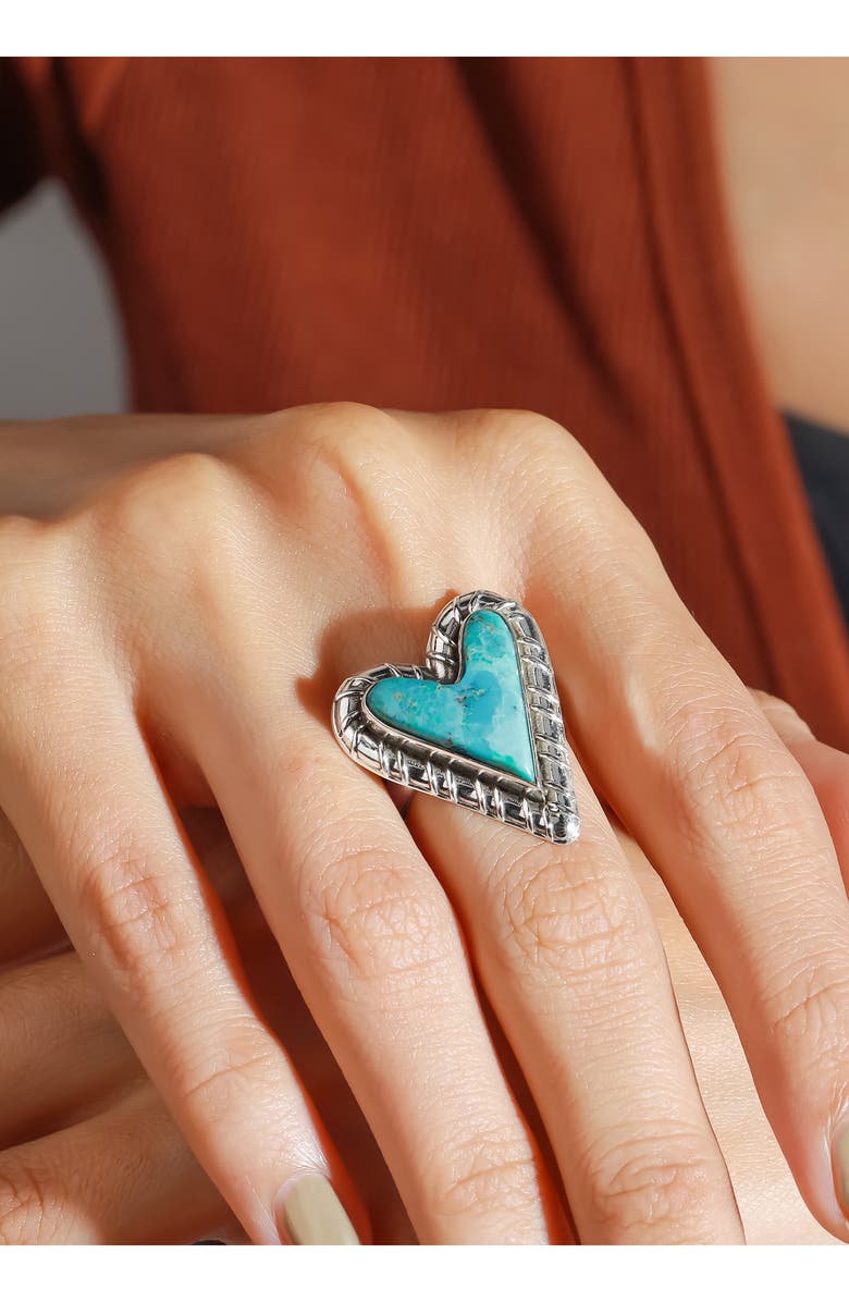 YS GEMS Sterling Silver Turquoise Heart Ring, Alternate, color, Blue