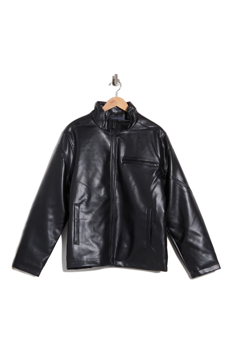 Faux Leather Jacket, Alternate, color, BLACK