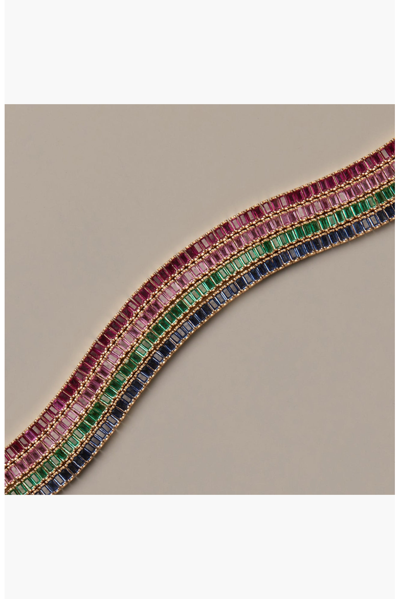 Lab Grown Red Ruby Baguette Tennis Necklace, Alternate, color, Yellow Gold Vermeil