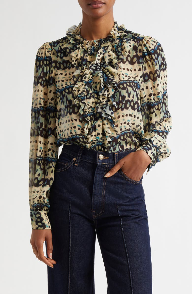Ulla Johnson Clio Ruffle Silk Shirt, Main, color,