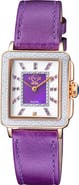 GV2 Women's Padova Gemstone Leather Strap Square Watch, 27 mm x 30 mm - 0.0116 ctw