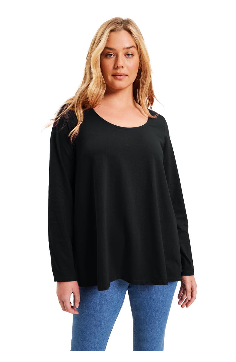 June + Vie Long-Sleeve Swing One + Only Tee, Main, color, Black