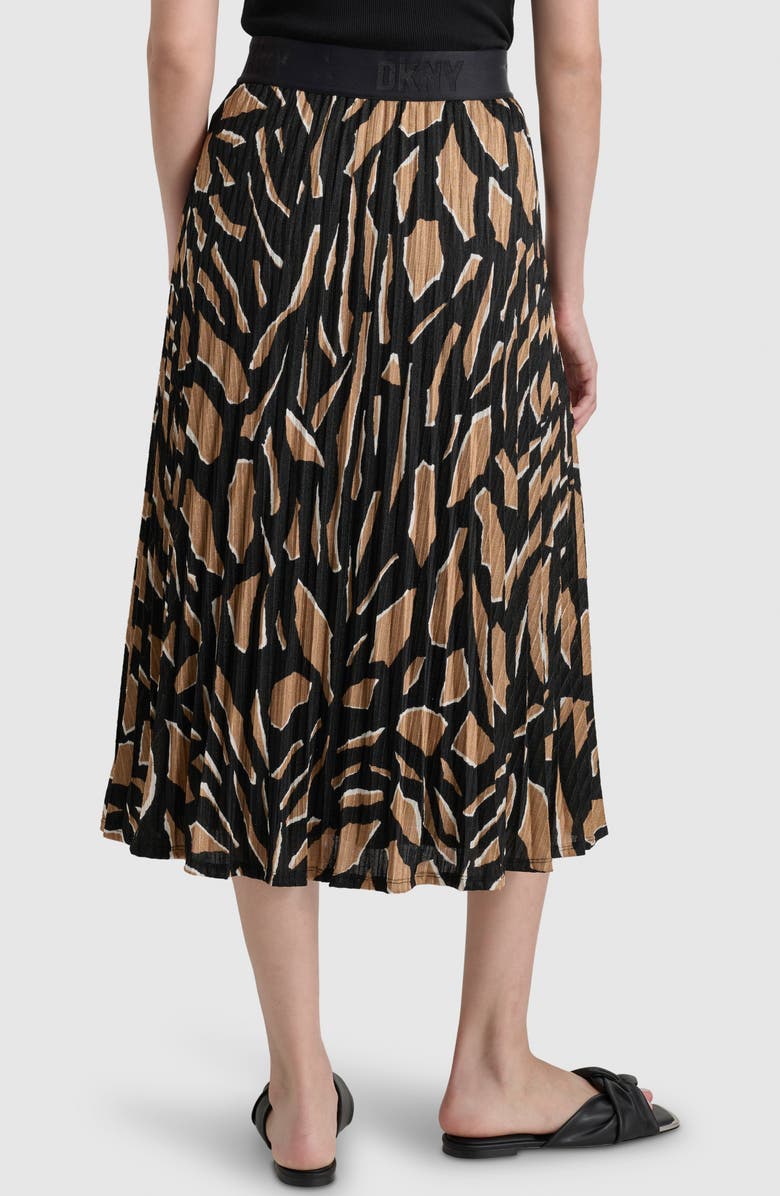 DKNY Pleated Hacci Knit Midi Skirt, Alternate, color, Abstract Geometric Truffle