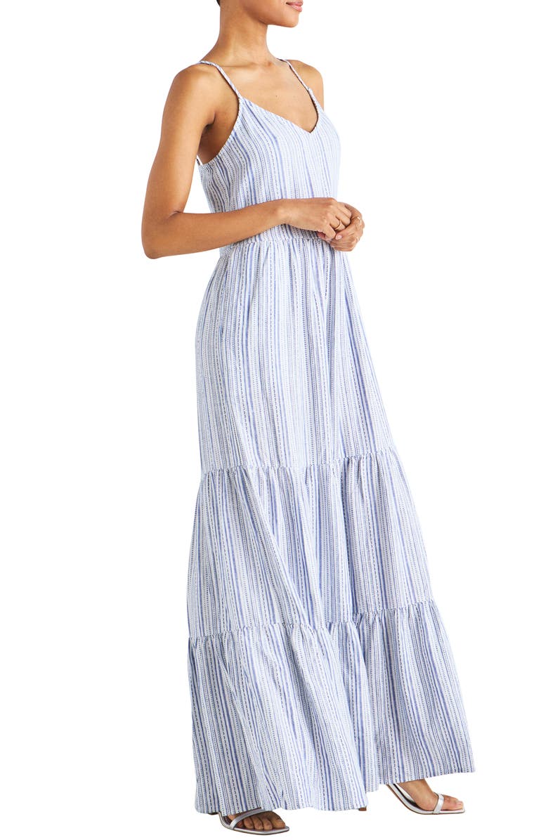 Splendid Marseille Stripe Tiered Cotton Maxi Sundress, Alternate, color, Marseille Stripe
