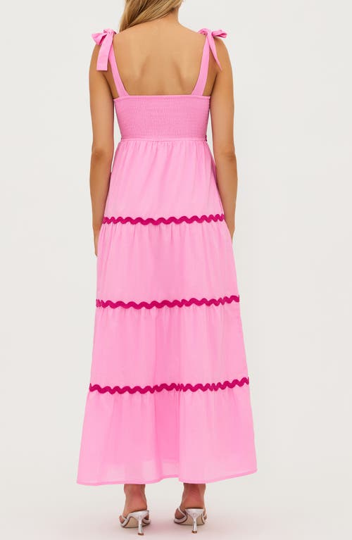 Beach Riot Rickrack Trim Tiered Cover-up Maxi Dress In Sweet Berry