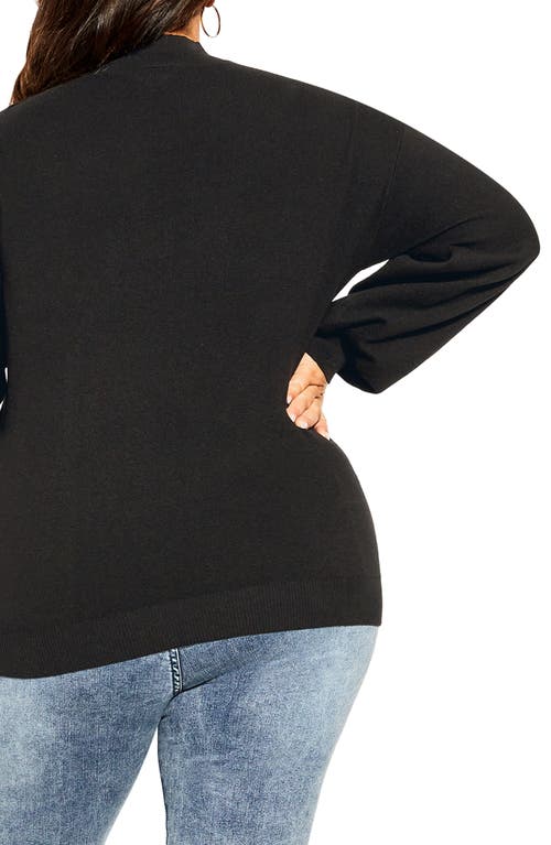 City Chic Keyhole Mock Neck Sweater In Black