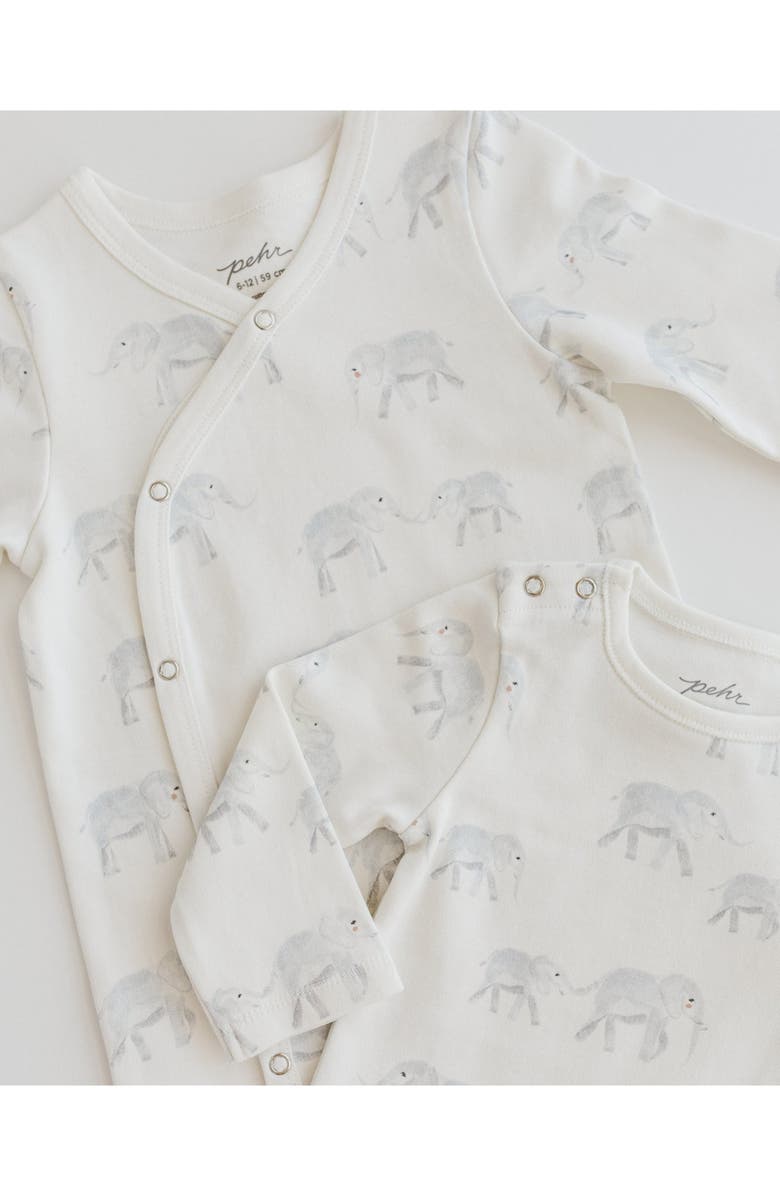 Pehr Elephant Print Cotton Romper, Alternate, color, Follow Me Elephant