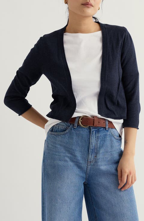 Vanessa Open Front Organic Cotton Crop Cardigan
